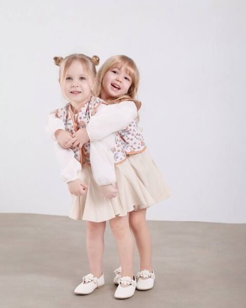 Asarkids Kapitone Yelekli Etekli 3’lü Takım - Krem