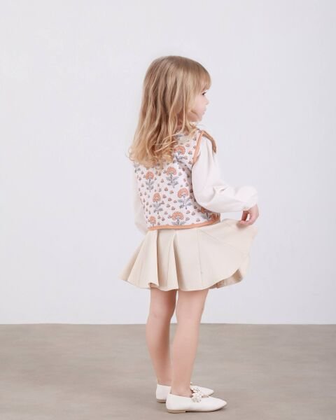 Asarkids Kapitone Yelekli Etekli 3’lü Takım - Krem