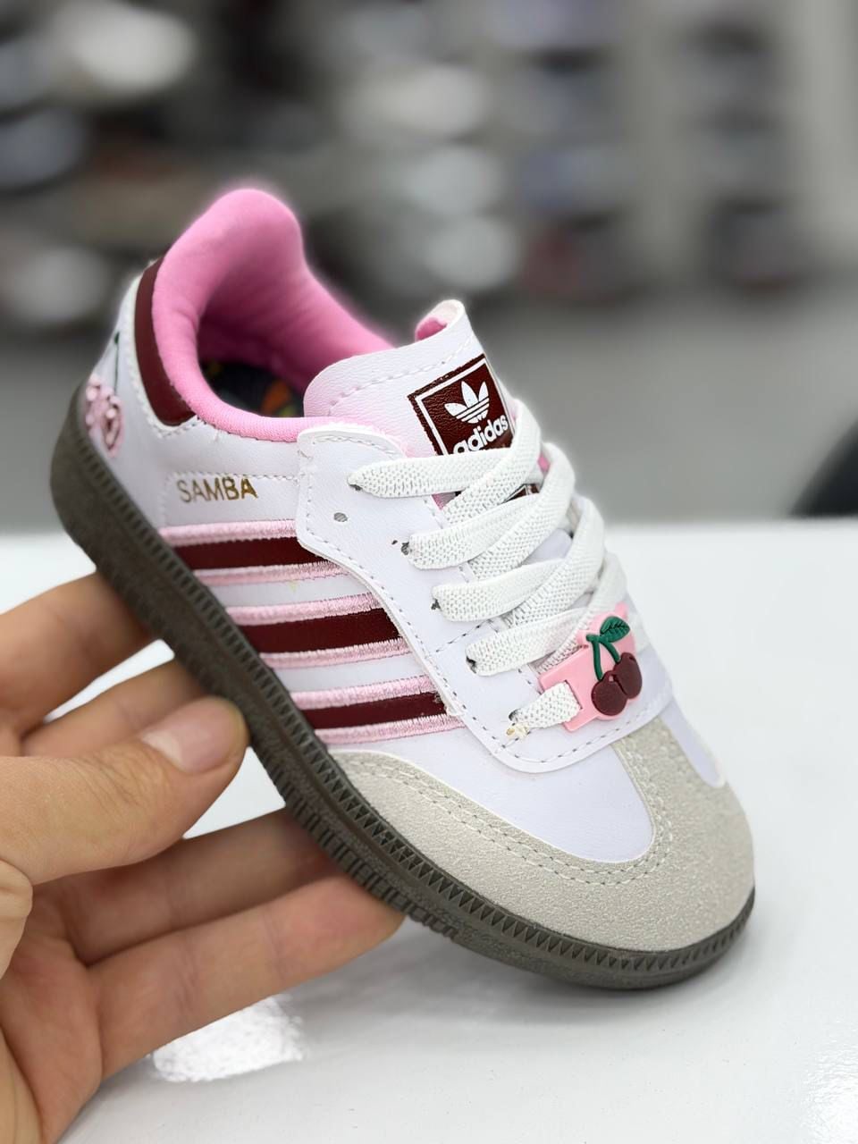 Asarkids 3 Çizgili Kiraz Spor Ayakkabı - Krem