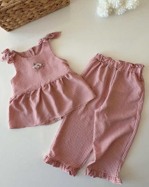 Asar Kids Pötikareli Askılı 2'li Takım - Kırmızı