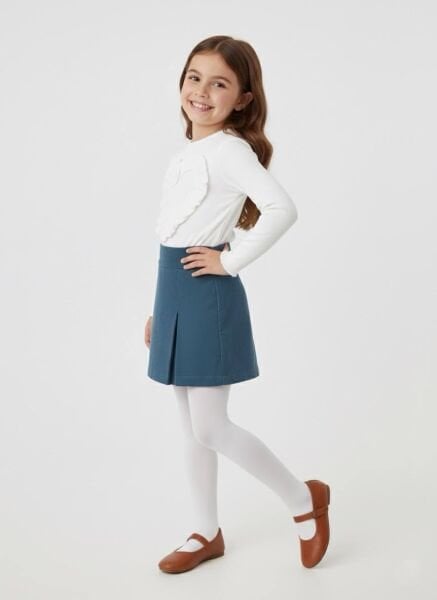 Kalp Baskılı Şort Etek 2’li Takım - Mavi