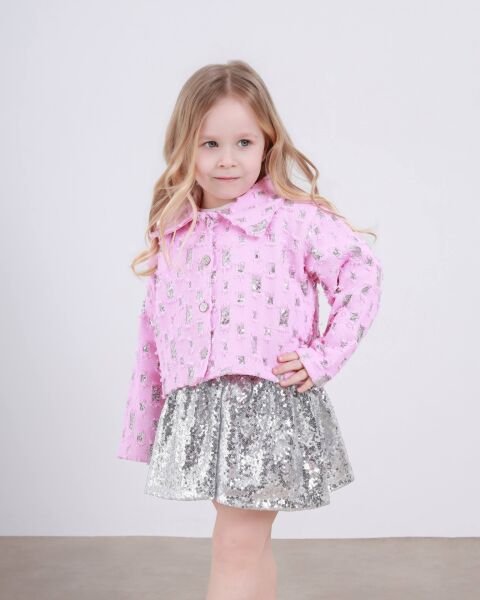 Asarkids Pul Ceketli Pul Payet Etek 2’li Takım - Pembe