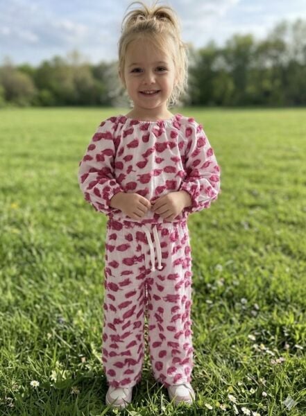 Asar Kids 3 Boyutlu Püskül Detaylı 2'li Takım - Pembe