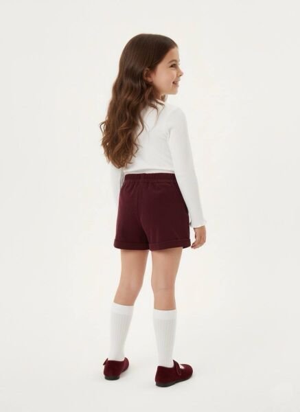 Kalp Baskılı Şort Etek 2’li Takım - Bordo