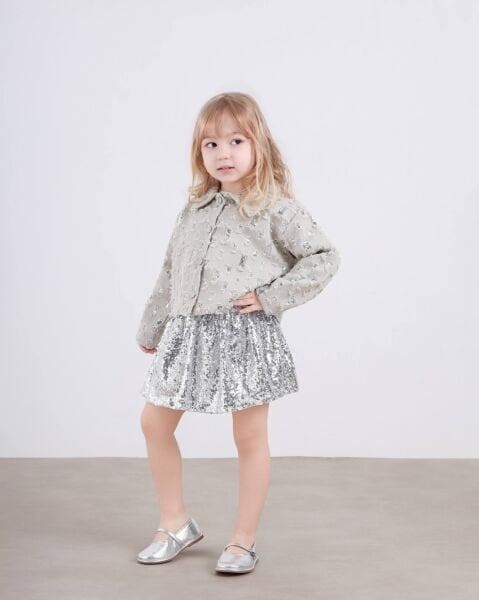 Asarkids Pul Ceketli Pul Payet Etek 2’li Takım - Gri