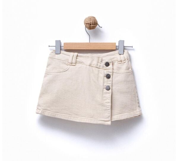 Esnek Denim Zeynep Şort Etek  - Beyaz