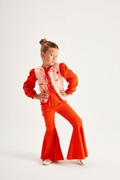 Eskitme İspanyol Paça 3'lü Takım -Turuncu