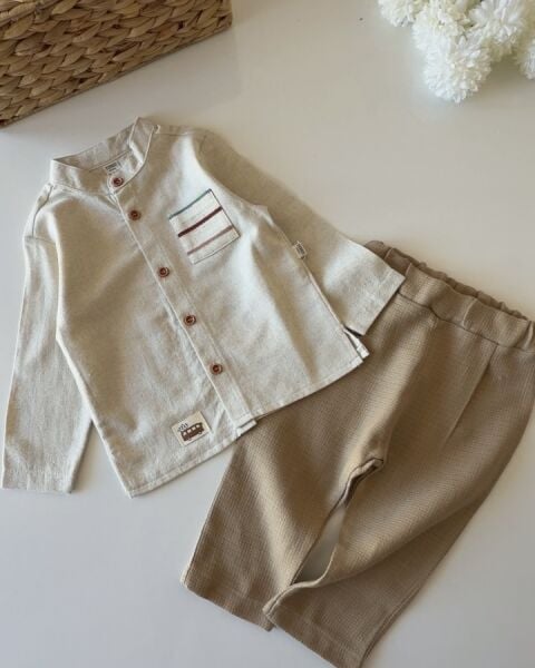 Asarkids Keten Cepli 2'li Takım - Kahve