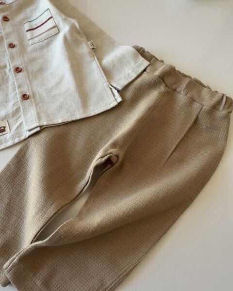 Asarkids Keten Cepli 2'li Takım - Kahve