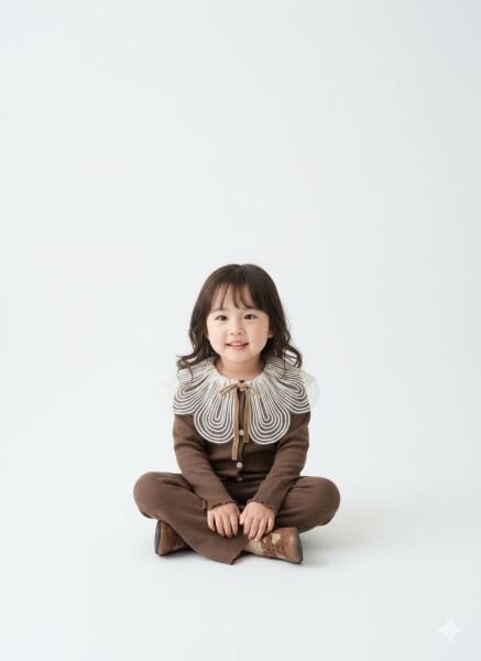 Yakası Aksesuarlı Ribana Taytlı Takım - Kahve