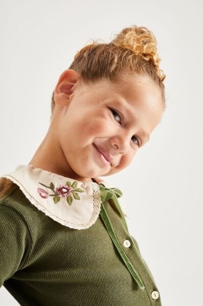 Yaka Nakışlı Ribana Takım - Yeşil