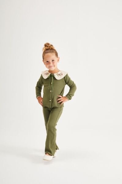 Yaka Nakışlı Ribana Takım - Yeşil