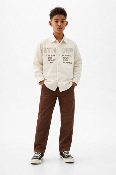 Asarkids Sthone Sloganlı 2'li Takım - Kahve Krem