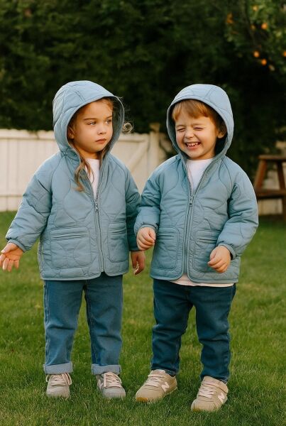 Kapitone Ceket - Mavi