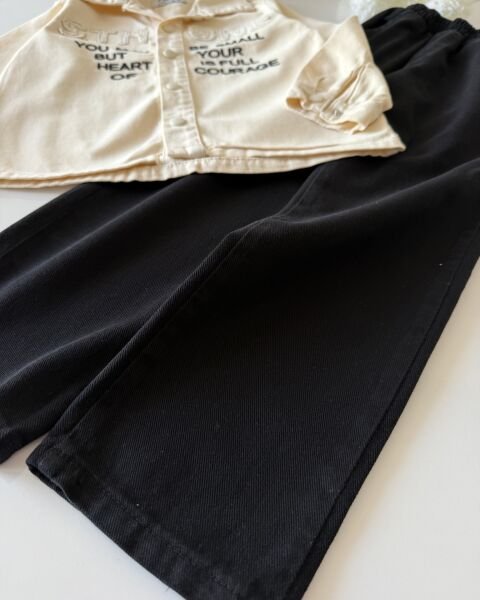 Asarkids Sthone Sloganlı 2'li Takım - Lacivert Krem