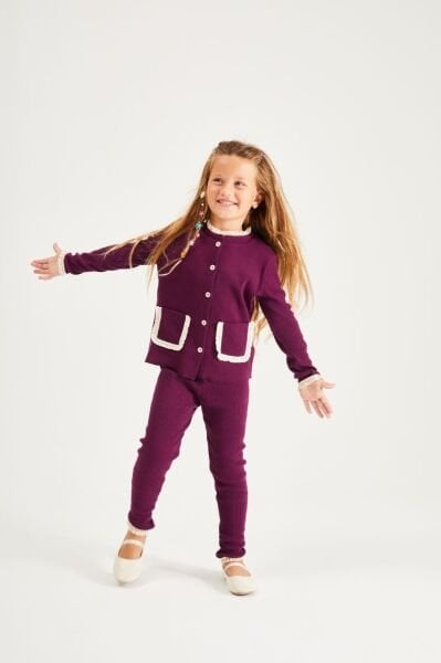 Cep Detaylı Ribana Takım - Mürdüm