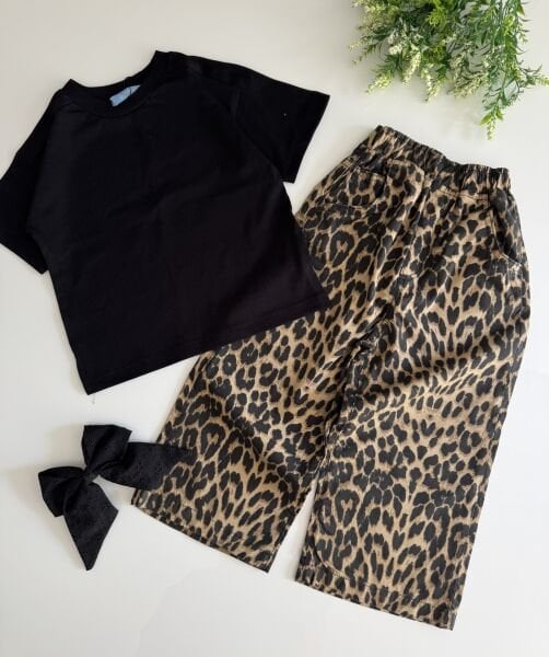 Leopar Pantolonlu Melis Takım - Kahve