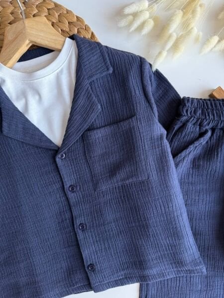 Asarkids Cep Detaylı 2'li Ceket Takım - Lacivert