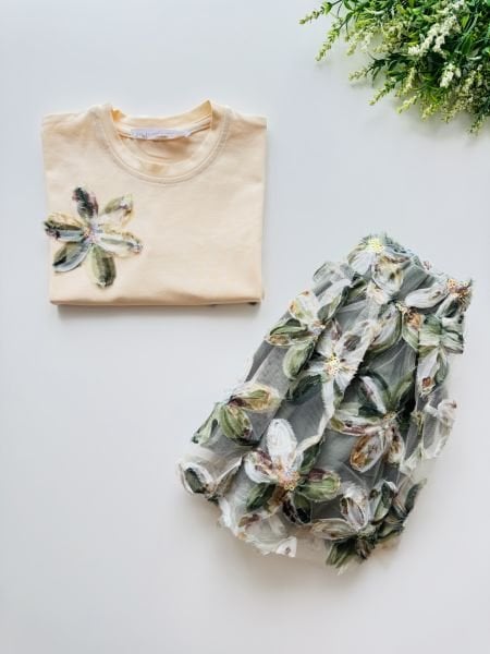 Zambak Takım - Yeşil Krem