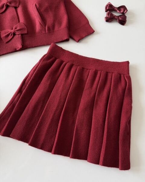 Asarkids Fiyonk Aplikeli Triko Takım - Bordo