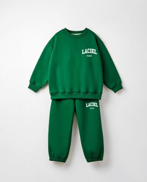 La'ciel Paris Sloganlı Basic Takım - Yeşil
