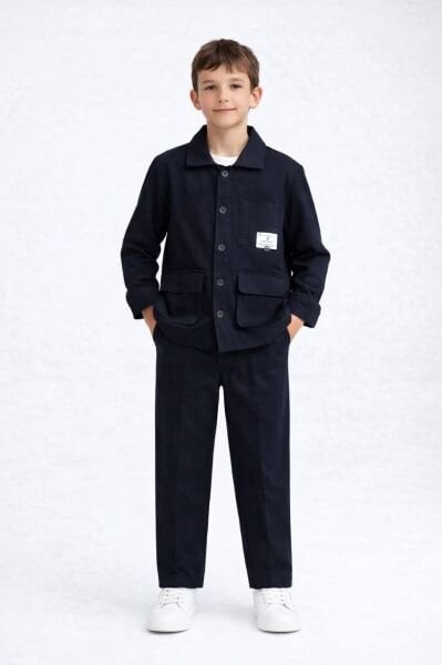 Asarkids Keten Ceketli Takım 2'li Takım - Lacivert