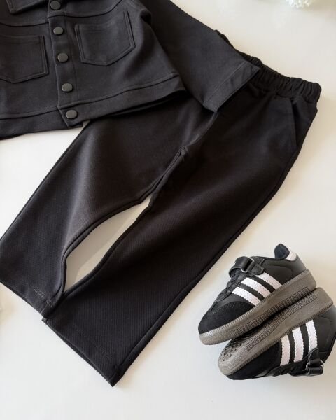 Asarkids Petekli Ceketli 3'lü Takım - Siyah