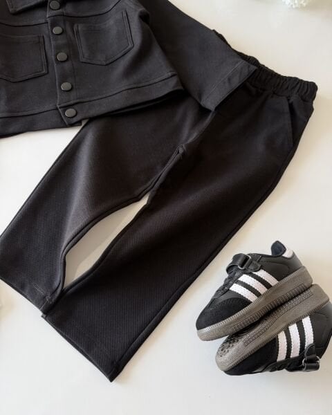 Asarkids Petekli Ceketli 3'lü Takım - Siyah