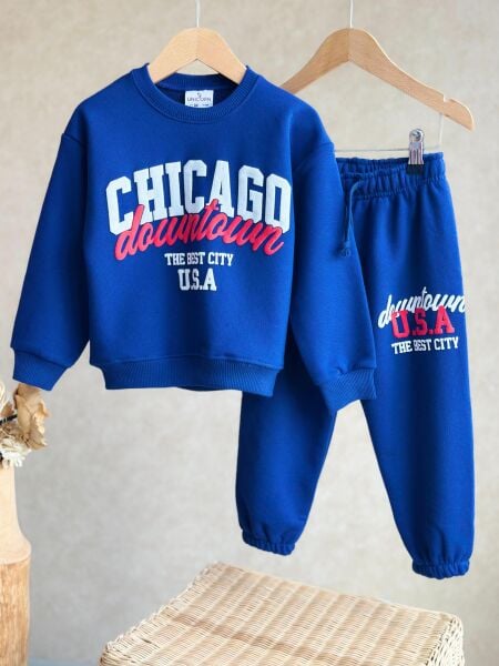 Slogan Kabartmalı Takım - Mavi