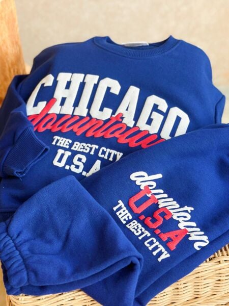 Slogan Kabartmalı Takım - Mavi