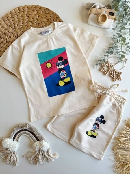 Karakter Baskılı Deniz Takım - Krem