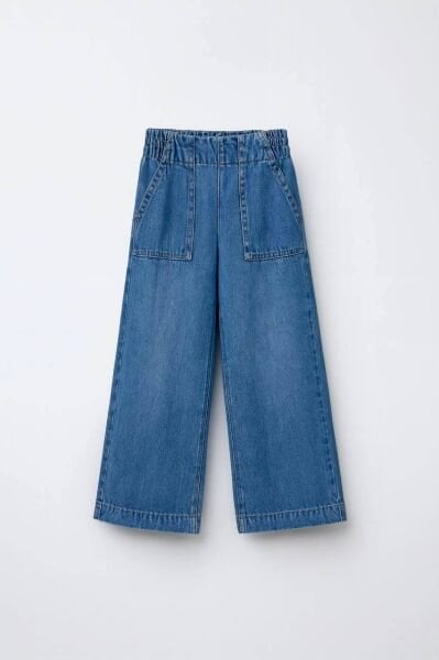 Cepli Beli Lastikli Pantolon - Mavi