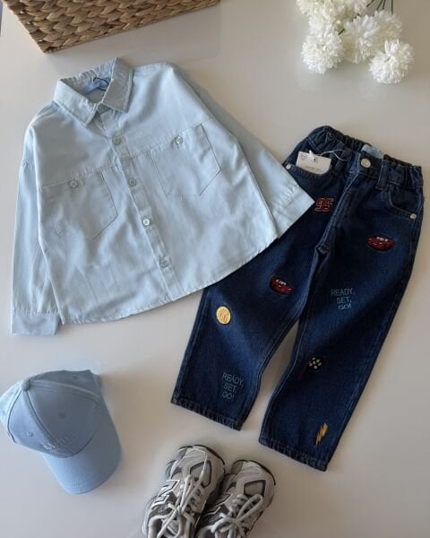 Asarkids Araba Nakışlı - Koyu Mavi