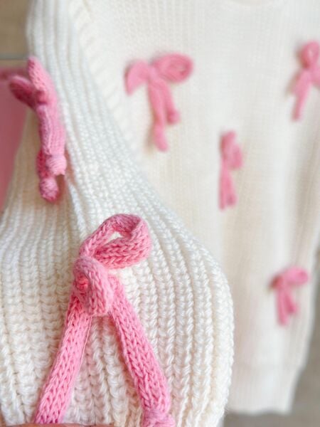 Fiyonk Aplikeli Triko Kazaklı Taytlı Takım - Pembe