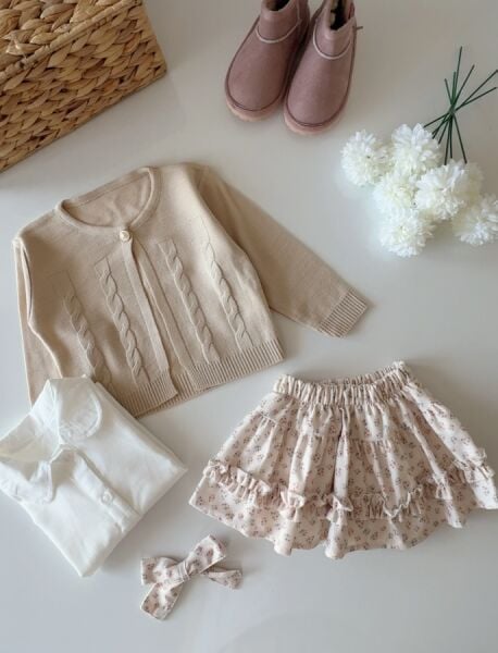 Şort Etekli Pıtır Çiçekli 3'lü Etekli Takım - Bej