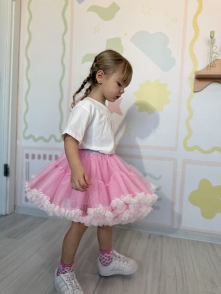 Asarkids Karnaval Tül Tütü Etekli 2’li Tişört Takım - Pembe