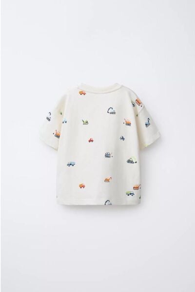 Asarkids Arabas Baskılı Tişört - Krem