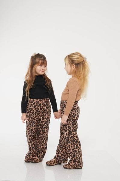 Leopar Desenli Pantolon Bluz Takım - Siyah