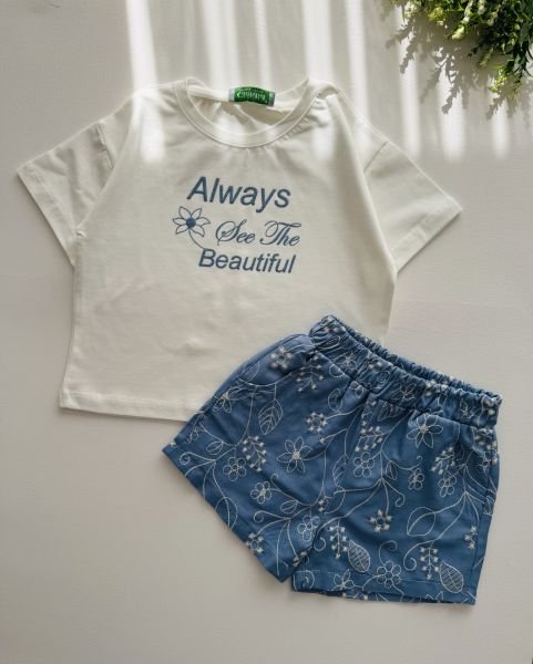 Fisto Astarlı Şortlu Zeynep Takım - Beyaz