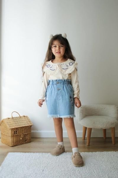 Denim Etekli Takım - Mavi