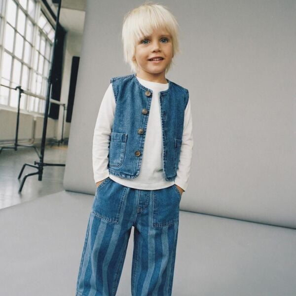 La'ciel Paris Denim Çizgili Pantolon - Mavi