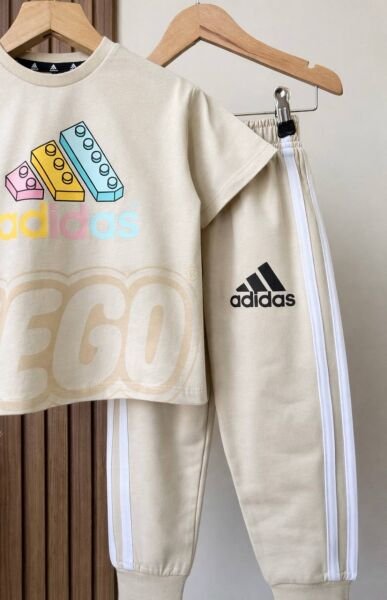 Asarkids 3 Çizgili Lego Eşofman Takımı - Krem