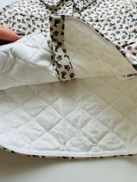 Çiçekli Kapitone Cepli Defne Ceket - Krem