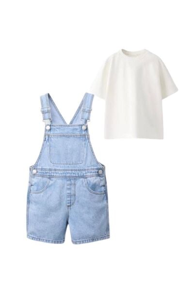 Unisex Denim  Duru & Kıvanç 2'li Salopet - Mavi