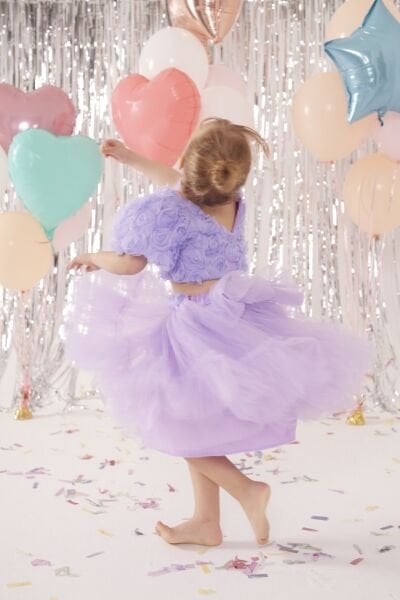 Asarkids Güllü Midi Boy Tütü Etekli 2'li Takım - Lila