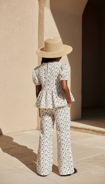 Asarkids Çiçekli Fiyonk Aplikeli 2'li Takım - Beyaz Siyah