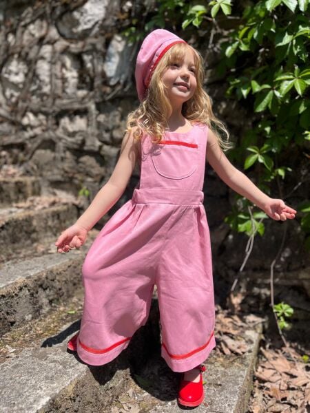 Asarkids Özel Tasarım Salopet ve Şapka 2'li Set - Pembe