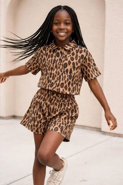 Asarkids Leopar Desenli Gömlekli 2'li Takım - Leopar