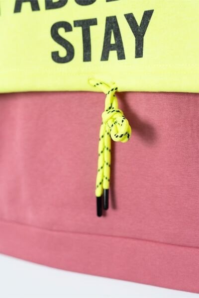 Fabulous Stay Sloganlı Şardonlu Takım - Füme Pembe