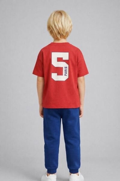 Asarkids Sloganlı Basic Eşofman Takımı - Kırmızı Mavi